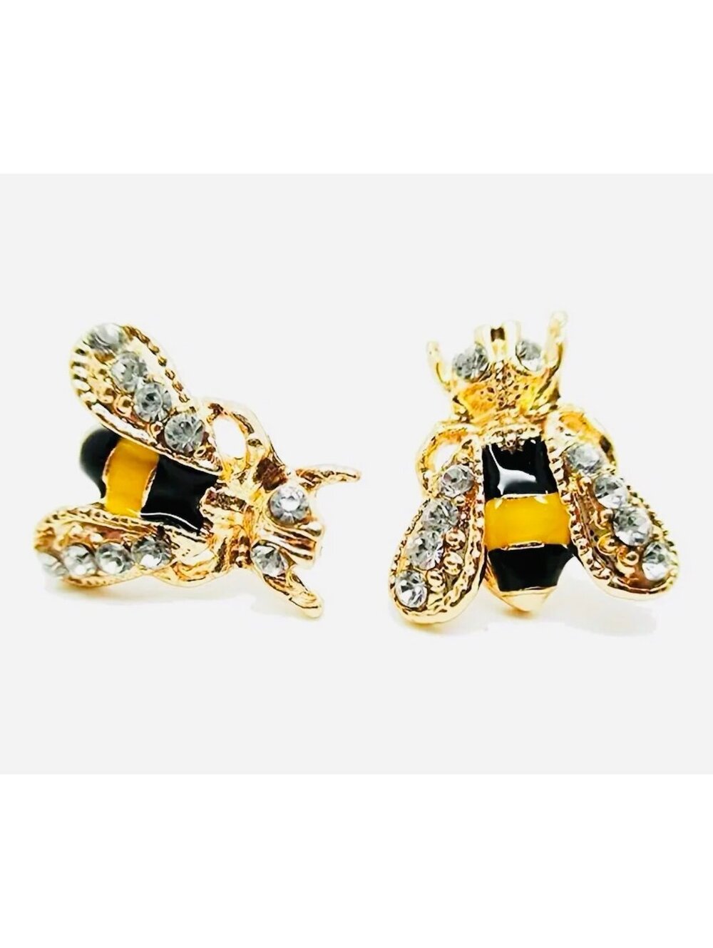 New - Dazzling Cubic Zirconia Bee Shaped Stud Earrings
